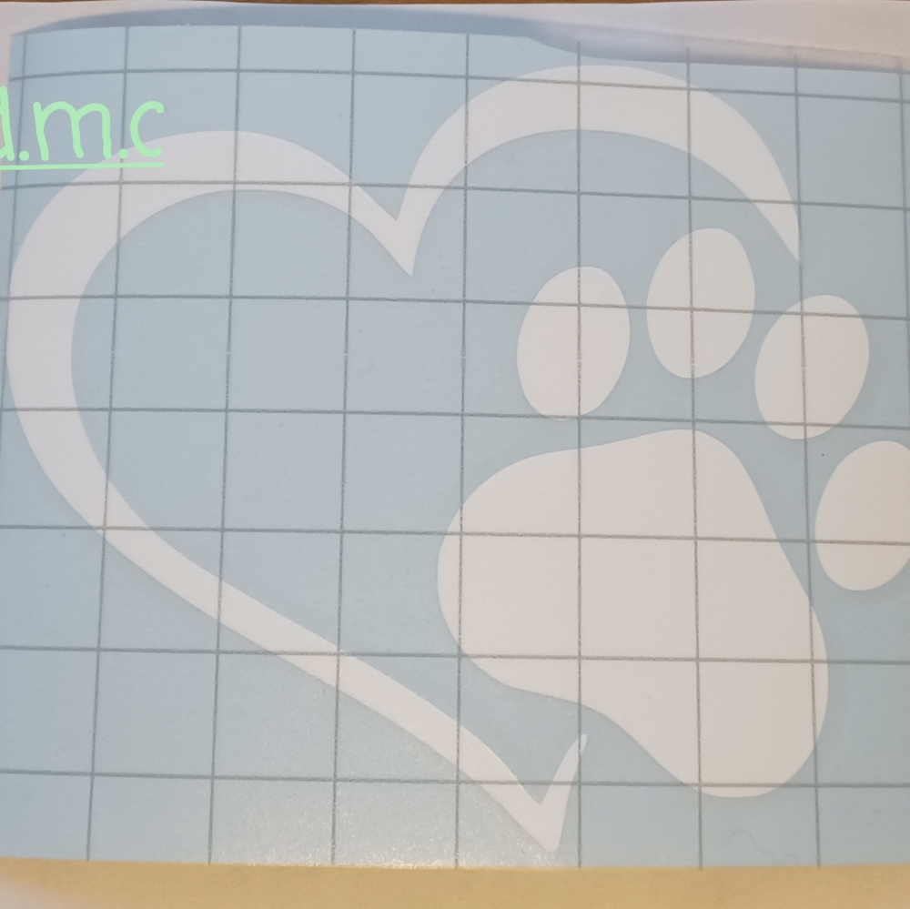 Heart/paw decal